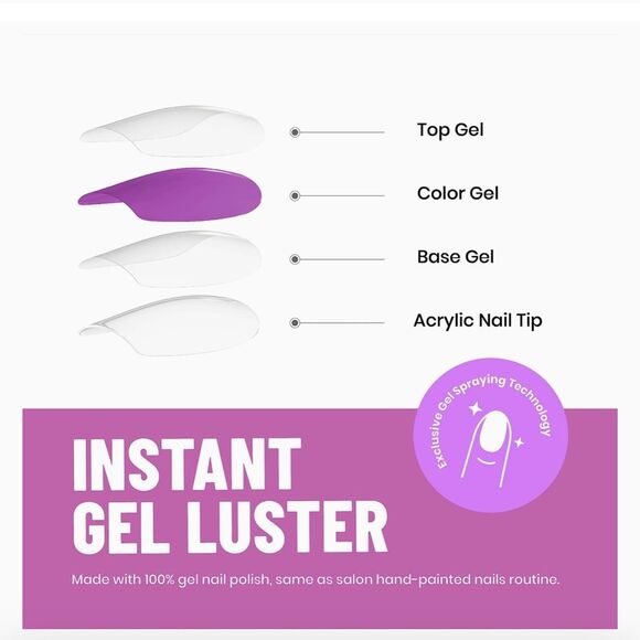 Press On Nails Glossy Violet Pink Purple Acrylic Fake Nails Glue Stick-On C3 - Picture 4 of 7